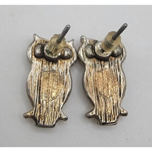 Cute Owl Earrings Black and Rhinestones‎ Never Worn - Picture 2 of 3